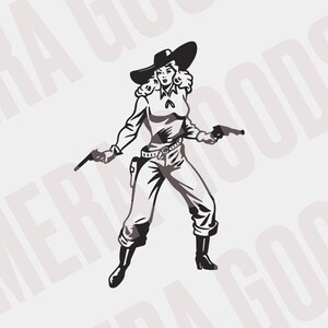 Cowgirl SVG Country Western Illustration Pinup Vintage Retro PNG EPS Dxf Cut File Instant Digital Download