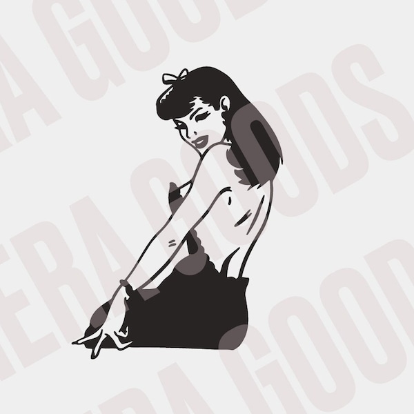 Classic Pinup Illustration Vintage Retro Women Comic 30s 50s SVG PNG EPS dxf File Bundle Digital Download