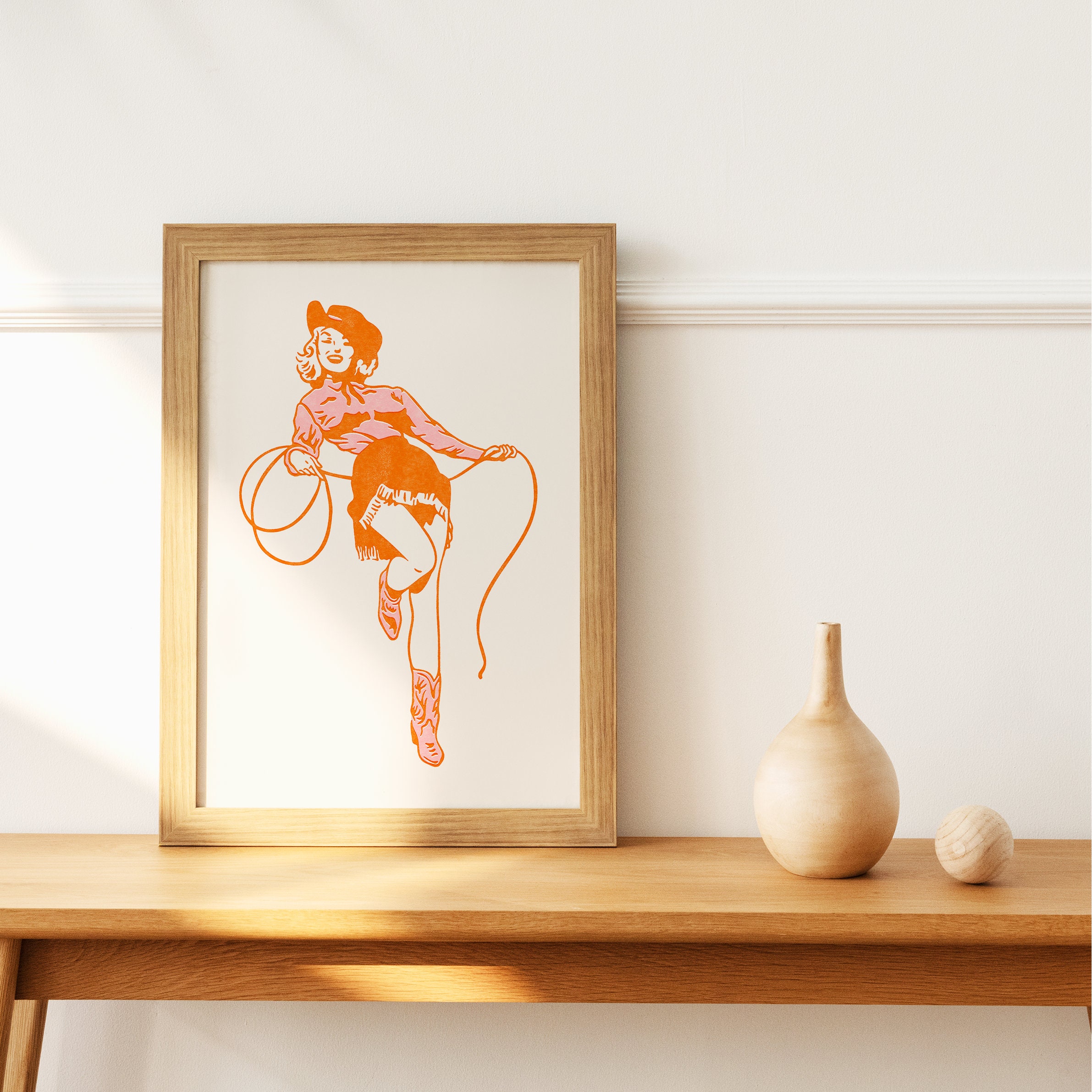 Retro Cowgirl Pinup Vintage Western Print DIGITAL File