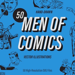 Retro Men Comics SVG Ilustracje Pulp Vintage Plik Pakiet Cyfrowe Pobieranie