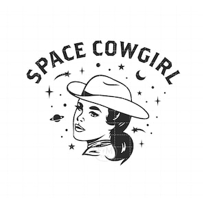 Space Cowgirl SVG PNG EPS Dxf - Digital Illustration - Retro Country