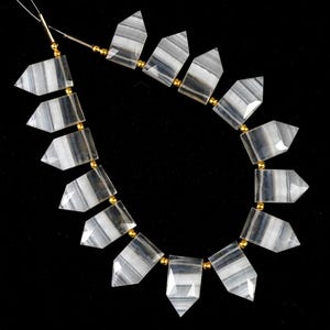Natural Gawa Kelsey Briolette Gemstone line !  Faceted Gemstone, Fancy Shape, White And Gray Color ! 15-Pieces ! Size - 22X12X6 MM ! CT-187.