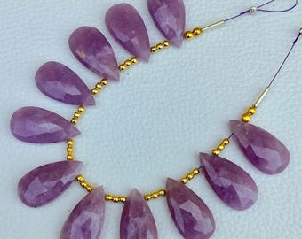 Lot de 30 belles briolettes à facettes en quartz multicolore - 13 x 9