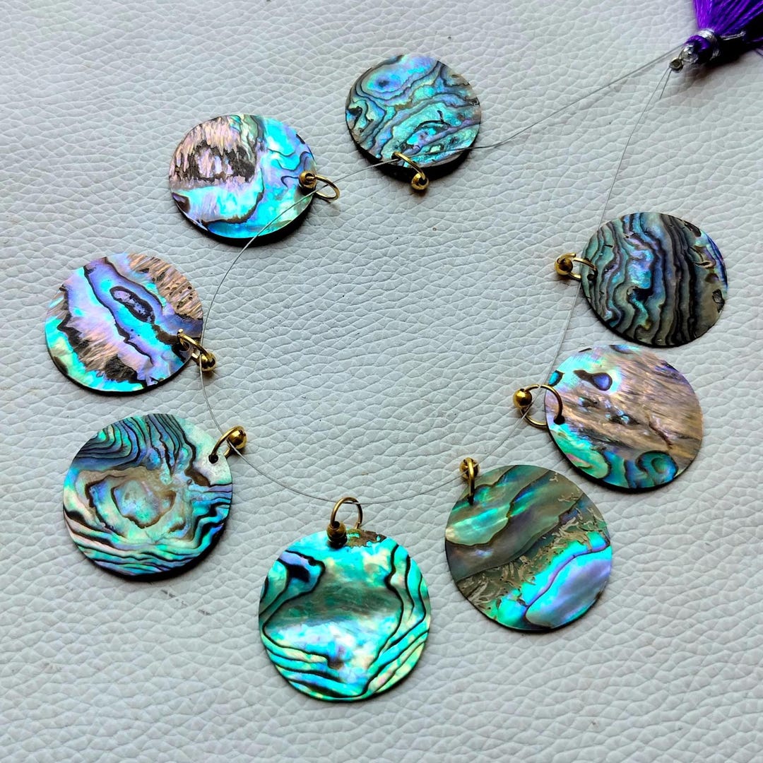 Natural Abalone Shell Gemstone Line ! Plane Gemstone, Round Shape ...