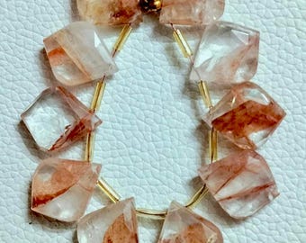 Coffee Quartz Briolette Gemstone Line: Faceted Leaf Beads, 6 Inch