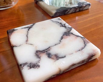 Calacatta Viola marble coaster set - Natural Stone - Square marble coasters - Dinnerware - Homeware - Lifestyle - Home Decor - Handmade Gift