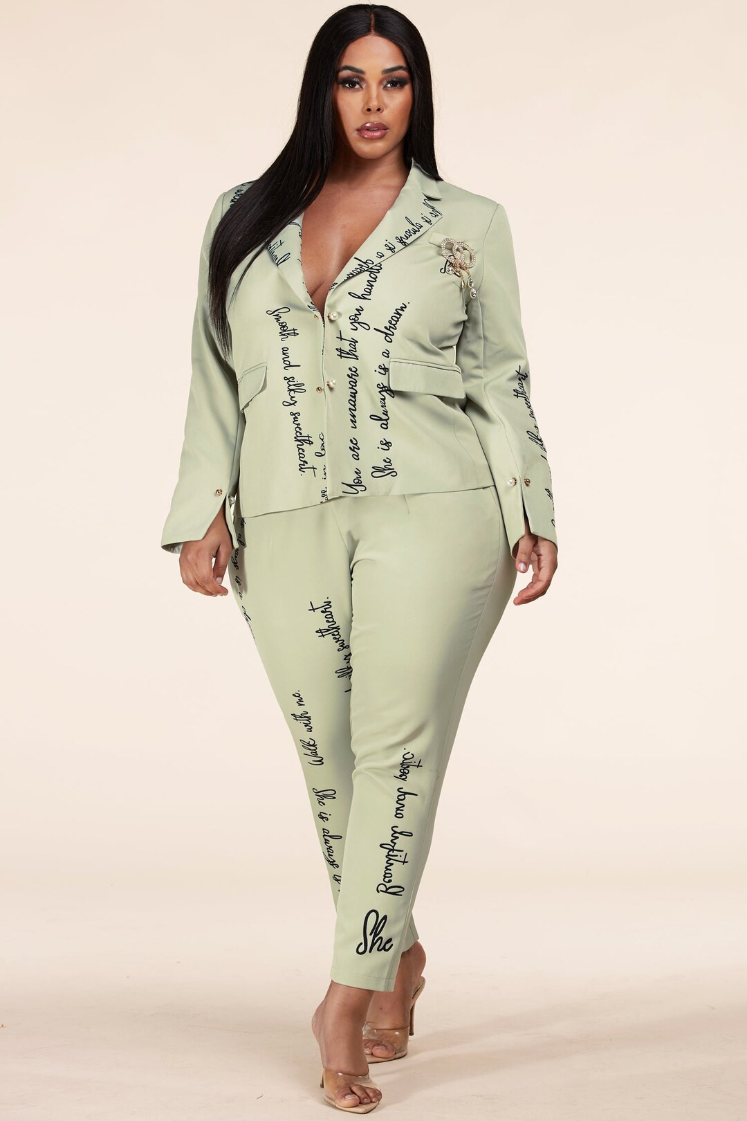 Power Suit Plus Size Office Suit Date Night Suit Etsy