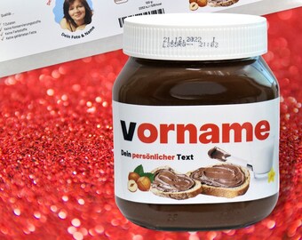 CHRISTMAS Personalised NUTELLA label Kids Party Gift Love Fun Chocolate Spread 