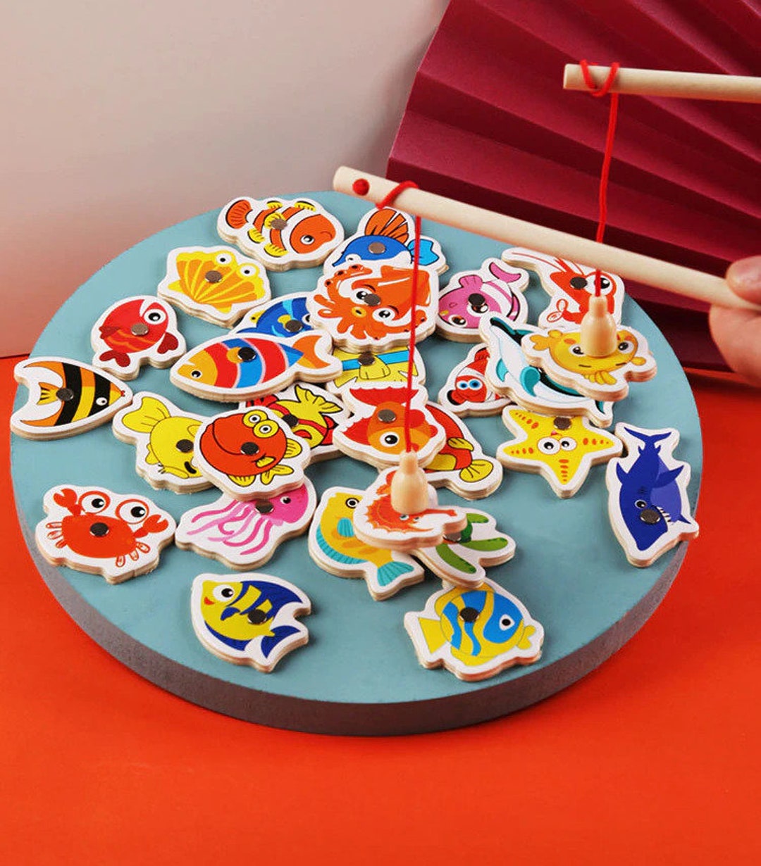 Wooden Fishing Toy Game Interactive Montessori Etsy Canada