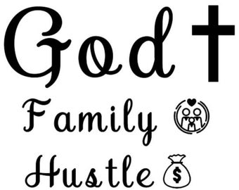 God Family Hustle stickers, Christian stickers, religious decals, trending stickers, vinyl laptop, water bottle stickers, car