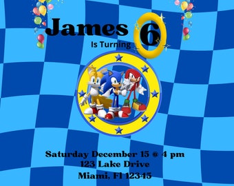 Sonic the Hedgehog Birthday Invitation Boy birthday Party Invitation Editable Template Instant Download Digital