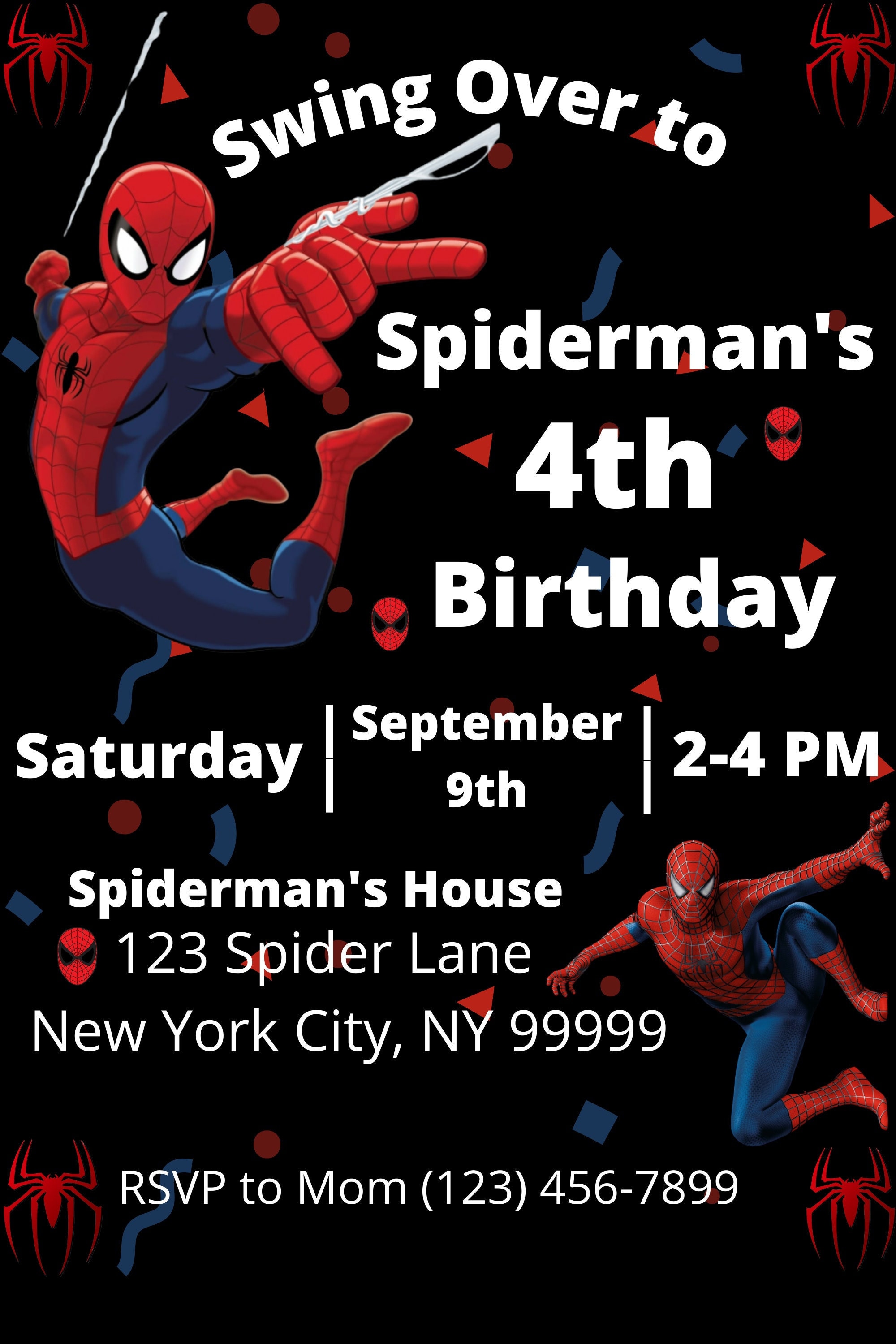 Spiderman Birthday Digital Invitation, Boy Invitation, Printable