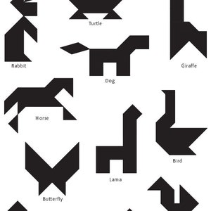 49 Animal Tangrams and additional 19 animal tangram Puzzles Printed Digital Download image 6