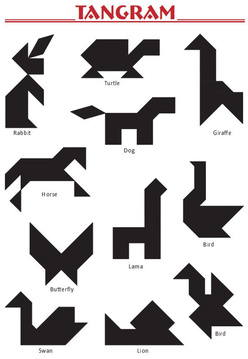 49 Animal Tangrams and additional 19 animal tangram Puzzles Printed Digital Download image 6