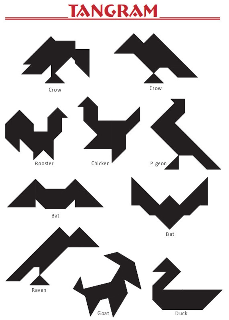 49 Animal Tangrams and additional 19 animal tangram Puzzles Printed Digital Download image 7