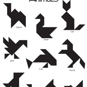 49 Animal Tangrams and additional 19 animal tangram Puzzles Printed Digital Download image 3