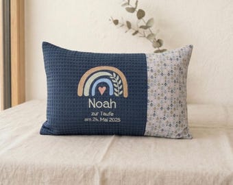 Personalized christening cushion • Christening cushion embroidered with christening verse • Cover and inner cushion 25 x 40 cm • Various designs