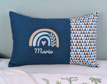 Personalized name pillow embroidered with rainbow • Birth pillow • Cover and inner cushion 25 x 40 cm