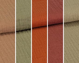 Muslin fabric by the meter in many colors, 1.0 m • Double gauze 100% cotton • Oeko-Tex certified baby fabric • Soft for burp cloths & blankets