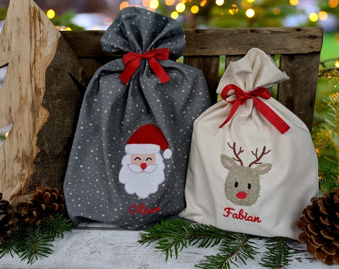 Nikolaus-Jutesäckchen – Natur, 17x25 Cm, Mit Bild, 10 Stück, Für Weihnachtsgeschenke & Adventskalender