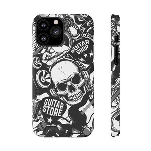 Étui de téléphone Rock & Roll avec porte-cartes - Résistant aux chocs - Compatible Magsafe - iPhone 13, Galaxy S21, S22 - Prêt à offrir