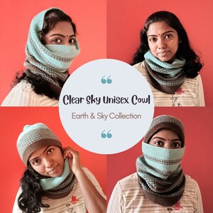 Clear Sky Unisex Adult&#39;s Cowl - Tunisian Crochet Pattern