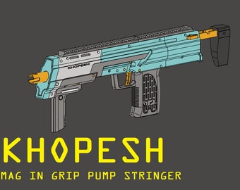 Khopesh - Jouet blaster à fléchettes en mousse à pompe compacte | FICHIERS STL