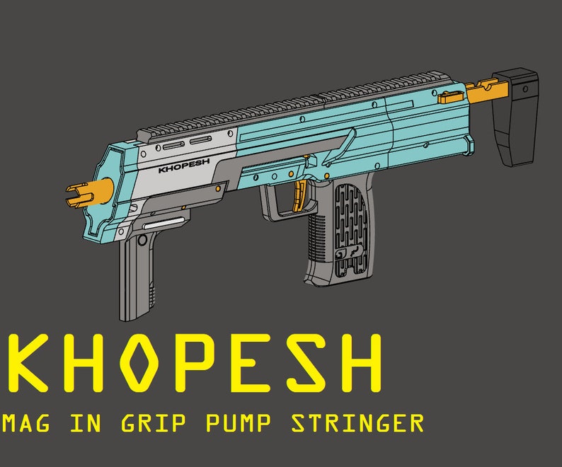 Khopesh Compact Pump Foam Dart Blaster Toy STL FILES image 1