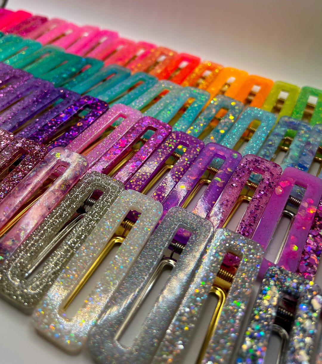 Colorful Cute Glitter Hair Clips - Slim Rectangle Shape - Etsy
