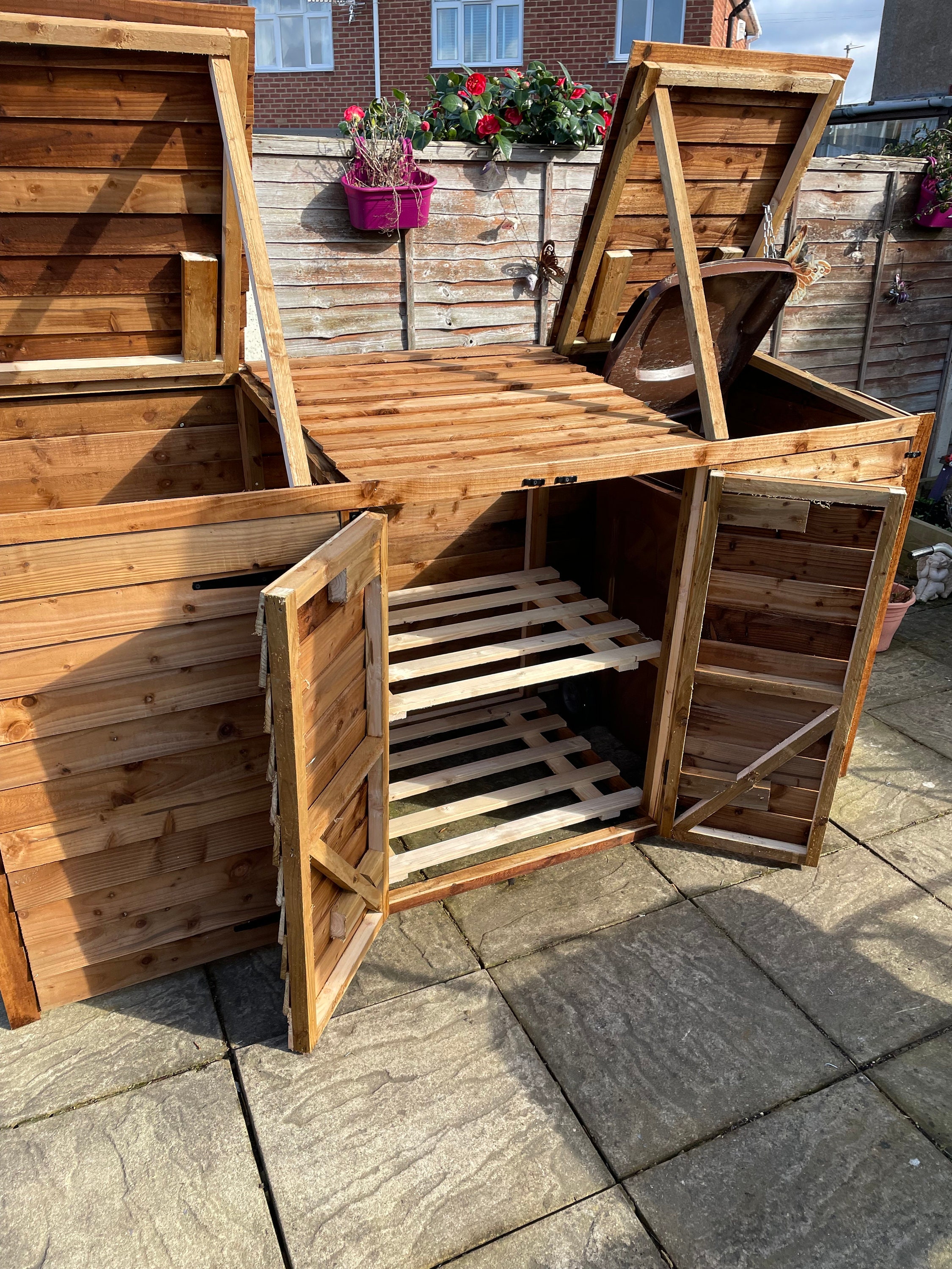 Double Wheelie Bin and 4 Recycling Box Storage Etsy UK