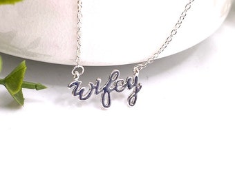 Bride Wife necklace Wifey Silver Bridal Chain Hen Party Hen Do Jewellery Wedding Statement honeymoon