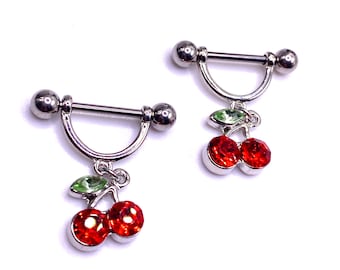 Cherry Fruit Red 50's Rockabilly Nipple Bar Piercing Schattige Chirurgische Stalen Sieraden 316l Sieraden