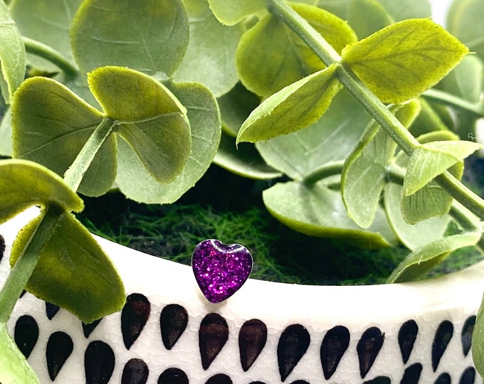 B4 glitter purple gem heart tongue bar bell piercing 316l