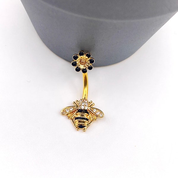 Bumble Bee Belly Bar Navel Piercing Jewellery Surgical Steel 316l unique statement