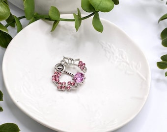 C8 Surgical Steel, Cherry Blosoom, Navel Piercing, Belly Bar, Women's Jewellery, 316l