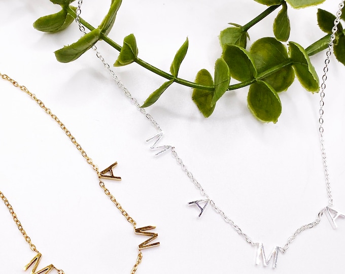 Necklace Gold Gift Unique Jewellery Baby Shower New Mum Gift Mothers Day Baby Chain Women's Present Statement Mama Letters Silver Dainty