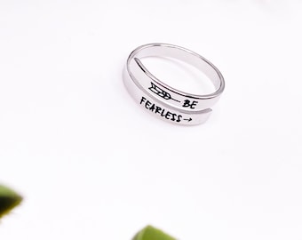 Be Fearless, Silver Ring, Adjustable Jewellery, Mental health, Stackable, Twist, Health, Womens Gift, Afformation Jewellery