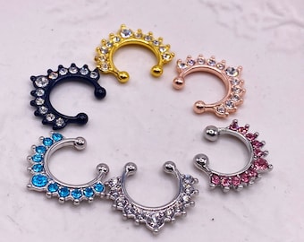 Bling Fake Rhinestone Septum Nose Piercing Gift Punky