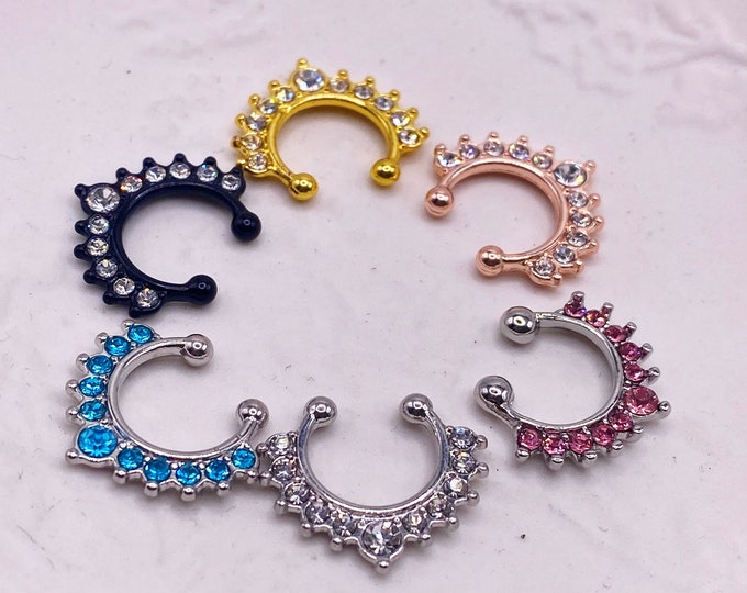 Bling Fake Rhinestone Septum Nose Piercing Gift Punky