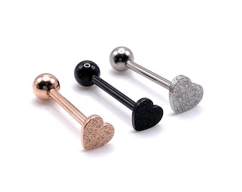 B9 Heart Shaped Tongue Piercing Bar 316l jewellery