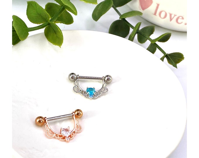 A24 Lace Goddess Nipple Bar Piercing Women's Jewellery Shield surgical steel statement 316l