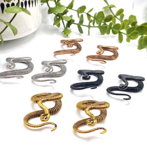 Snake, Serpent, Ear Weight, Dangle, 316L Surgical Steel, Black, Gold, Bronze, Silver, Fits from size 6mm, Punk, Gothic