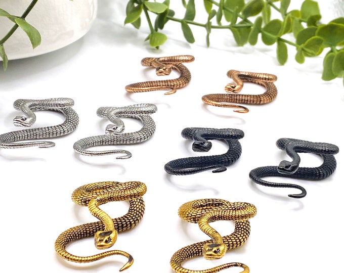 Snake, Serpent, Ear Weight, Dangle, 316L Surgical Steel, Black, Gold, Bronze, Silver, Fits from size 6mm, Punk, Gothic