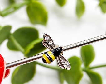 Scaffold Bar 40mm Jewellery Piercing Ear Barbell industrial Bling Cute  Diamonte Bumble Bee