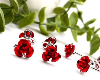 A8 Rose Flower Nipple Bar Piercing Cute Surgical Steel Jewellery 316l Red Bud Petals Feminine