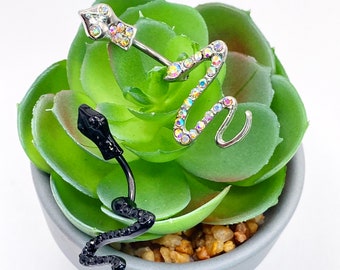 Surgical steel Snake Belly Bar Women's Jewellery piercing 316l bling
