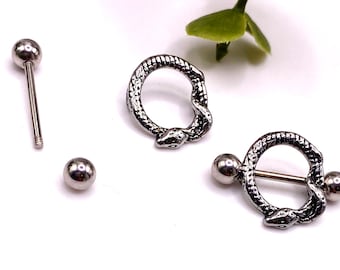 A28 Stunning Snake 316l Nipple Bar Surgical Steel Piercing Jewellery Venom PunkA28