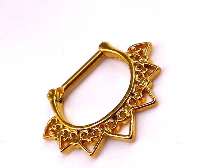Gold Lace Effect Septum Piercing Punky Jewellery Dainty Cute Surgical Steel 316l Nose Ring