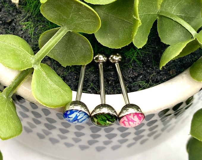 B10 Camo camouflage tongue bar piercing jewellery 316l gift army