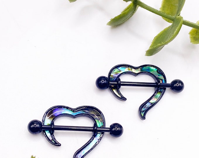A12 Crescent Bling, dimonte, Womens, Nipple, Piercing, Bar, Surgical Steal, Feminine , 316l, Jewellery, Black Heart, Moon Stone Statement